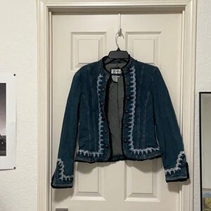 Women's Blue Embroidered Jacket